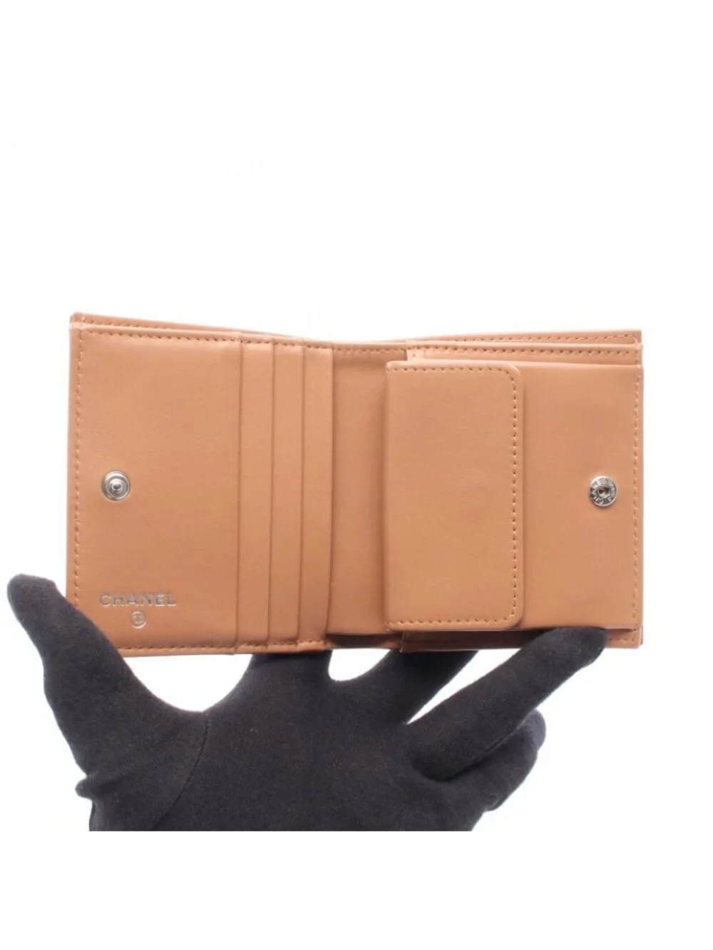 Chanel Bifold Wallet Quilted Camel Leather